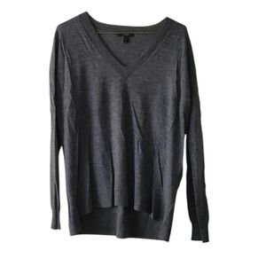 J. Crew 100% Merino Wool High Low Charcoal Gray Long Sleeve Sweater Size XS